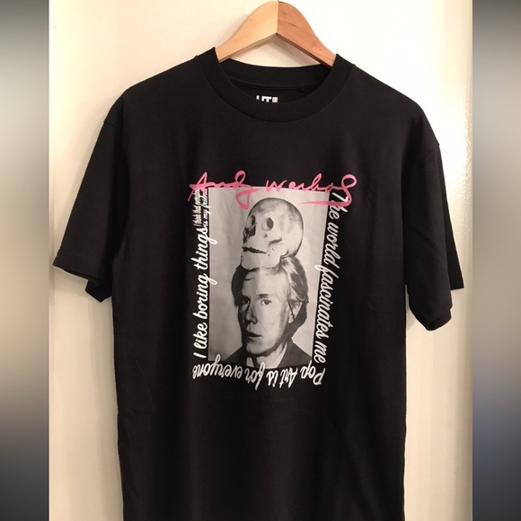 Andy Warhol Skull Uniqlo Collab Black Graphic T-Shirt XL 100% cotton unisex rare - Picture 1 of 11